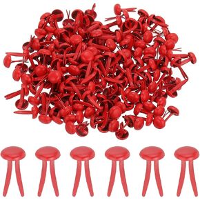 PATIKIL 1000 PCS Paper Brass Fasteners Split Pins Pastel Mini Metal Brads Round Head Plated Fastener for Craft Art Scrapbooking DIY Supplies, Red, 5 x 9 mm