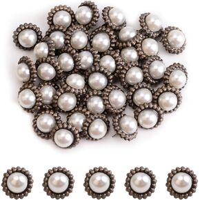100pcs Retro Floral Pearl Mini Brad Hackers ، Dist Dister Round Round Paper Craft DIY STATPBOOKING ، 16MM