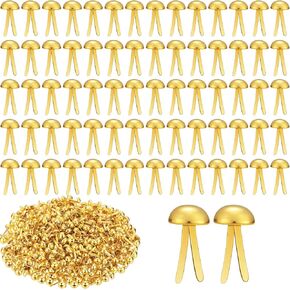 ADULLPONY 600Pcs Gold Brads, Paper Fasteners, 8x17.5mm Mini Brads, Split Pins, Round Head Brass Fasteners for Paper Crafts Supplies