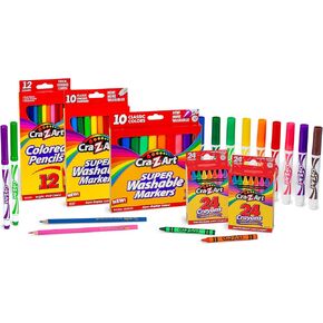 Cra-Z-Art Markers, Crayons, Colored Pencil Back To School Bundle for K-2nd Grade