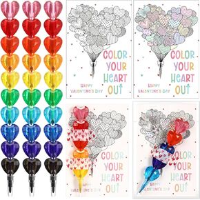 Sayglossy Stacking Crayons Valentines Colorful Stackable Buildable Crayons with Card Sticker School Classroom Rewards Party Supplies Gift for Student from Teachers