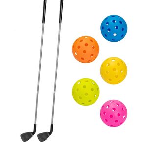 Sjehome Golf Bucket 2 Clubs و Golf Bucket 5 كرات مناسبة لـ 9 ثقب لعبة الجولف ، 6 ثقب في الفناء الخلفي ، هدايا غولف داخلية في الهواء الطلق (نواديان للجولف+5 ​​كرات للجولف)
