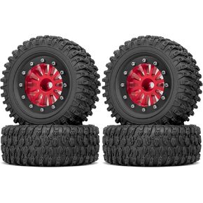OGRC 1.3" Wheel Tires Super Soft and Sticky Tires RC Crawler Tires with Aluminum Wheels for TRX4M SCX24 1/18 1/24 RC Crawler Car - 66 * 25mm (B-Titanium)
