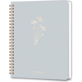 Lined Spiral Journal Notebook for Men & Women, 6.25" x 8.26", 160 Pages, College Ruled Journaling Notebooks for Work & Note Taking, Cyan