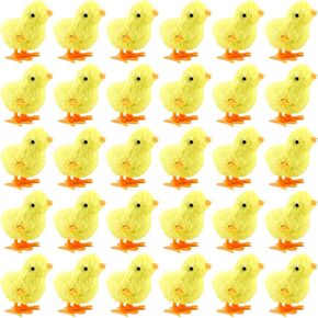30 Pack Easter Wind Up Chicken Toys Jumping Easter Chick Plush Hopping Easter Chicks Bulk for Easter Egg Goody Bag Fillers Easter Party Gifts