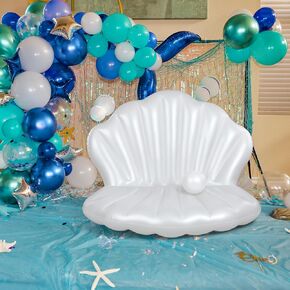 Inflatable Seashell Pool Backdrop Decorations 55 Inch Inflatable Seashell with Pearl Ball Pool Floats for Mermaid Party Swimming Pool Summer Beach Party Ocean Birthday Theme Party Decor