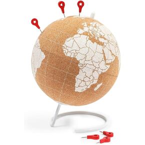Juvale Mini Cork Globe ، 6 دبابيس الدفع ، خريطة العالم التعليمي لسطح المكتب (5.9 × 7.87 بوصة)