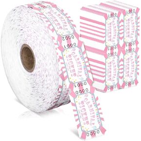 1000 PCS عيد الحب التذاكر كرنفال Roll Pink Circus Raffle Tickets Pastel Carnival Party Ticket