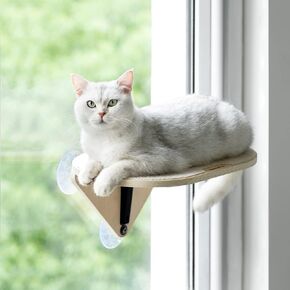 Mewoofun Cat Window Terch Hammock مع خطوات التسلق ومخدش النافذة الخشبية المركب على القطط الداخلية (جثم القط 1) in Kuwait