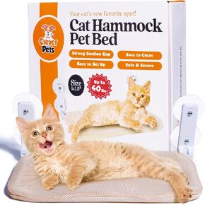 Cordless Cat Window Perch - Foldable Indoor Hammock with Durable Suction Cups, Space-Saving Shelf with Washable Breathable Mesh, Stylish Lounger for Napping - Holds Up to 40 lbs