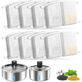 2.1Gal/8L/272oz Dog Water Fountain, Stainless Steel Pet Water Fountain for Large Dogs, Automatic Dog Water Dispenser with Ultra Quiet Pump, for Multiple Pets, Dogs, Cats Drinking (Original, 8 PCS)