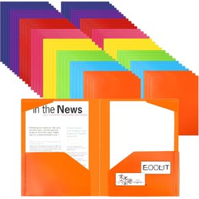 eoout 64pcs مجلدات بلاستيكية مع جيوب ، مجلدات ثقيلة مع 4 جيوب للمكتب والمدرسة ، حجم الرسالة ، 8 ألوان متنوعة in Kuwait