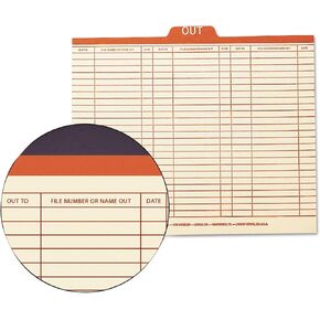 Smead 51910 Manila Out Guides with Printed Form Style - Letter - 8.50" Width x 11" Length Sheet Size - Center Tab Location - 18 pt. - Manila - Red - 100 / Box