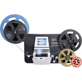 8mm & Super 8 Reels to Digital MovieMaker Pro Film Digitizer,Film Scanner,Converts Frame by MP4 Files, with 2.4'' Screen, Viewing Saving on SD Card(Included) for 3"5"7"9" Reels, Black