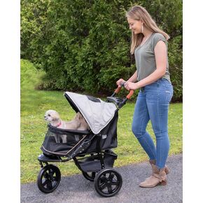 Pet Gear No-Zip AT3 Pet Stroller for Cats/Dogs, Zipperless Entry, Easy One-Hand Fold, Jogging Tires, Removable Liner, Cup Holder + Storage Basket, 1 Model, 2 Colors