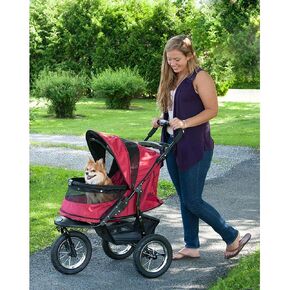 Pet Gear No-Zip Jogger Pet Stroller for Cats/Dogs, Zipperless Entry, Airless Tires, Easy One-Hand Fold, Cup Holder + Storage Basket, Hunter