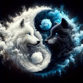 JFYHAB DIY 5D Fox Diamond Painting Kits for Adults Diamond Art Taichi Fox Diamond Painting Full Drill Crystal Rhinestone Embroidery Craft Kits White Black Fox for Home Wall Decor Gifts 12x12inch