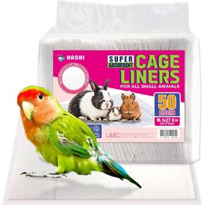 HA Shi uSTORBINT BIRD CAGE LINER-27.9 × 16.1 بوصة ، 50 وسادة يمكن التخلص منها ، دائمة 5 طبقات ، مقاومة للتسرب ، تجفيف سريع ، خالية من الرائحة للببغاوات ، الببغاوات ، الببغاء ، الكناري ، cockatoos
