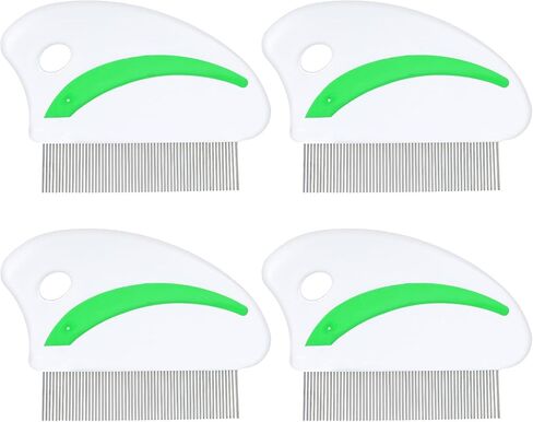 4 Pack Flea Lice Combs Flea Comb for Cat Dog Stainless Steel Hair Grooming Comb with Rounded Teeth Professional Pet Hair Removal Comb Reusable Pet Flea Comb Dematting Comb for Small Medium Cats Dogs in Saudi Arabia