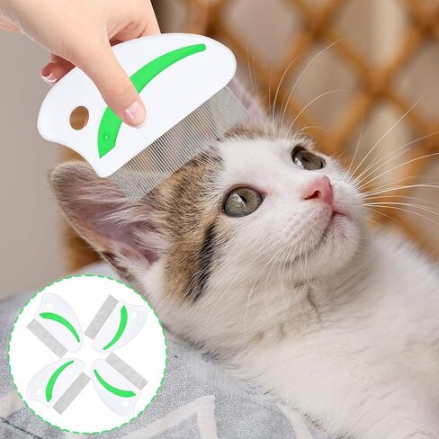 4 Pack Flea Lice Combs Flea Comb for Cat Dog Stainless Steel Hair Grooming Comb with Rounded Teeth Professional Pet Hair Removal Comb Reusable Pet Flea Comb Dematting Comb for Small Medium Cats Dogs in Saudi Arabia