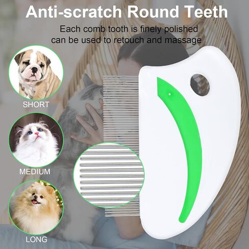 4 Pack Flea Lice Combs Flea Comb for Cat Dog Stainless Steel Hair Grooming Comb with Rounded Teeth Professional Pet Hair Removal Comb Reusable Pet Flea Comb Dematting Comb for Small Medium Cats Dogs in Saudi Arabia