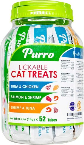 Heart & Field Cat Treats, Squeezable Lickable Variety Pack, Tuna Shrimp, Salmon Shrimp, Tuna Chicken, 52 Count in Saudi Arabia