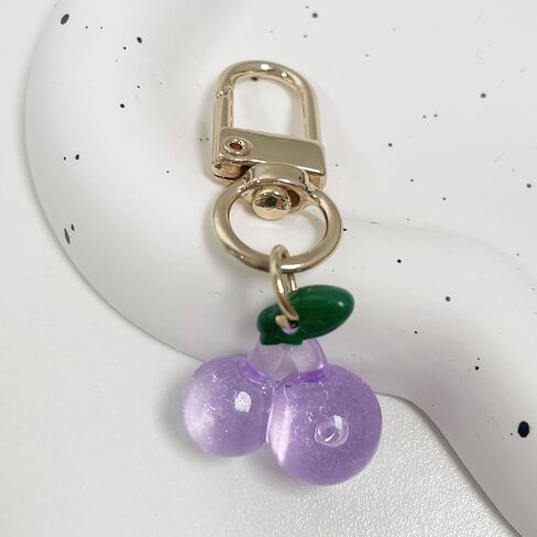 كيس الكرز سحر محفظة أكريليك سحر مفاتيح مجموعة 3pcs حزمة لطيف متعدد الألوان سلسلة مفاتيح الكرز واضحة للنساء in Kuwait