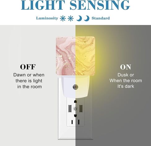 Plug in Night Lights Gold Splatter Texture Liquid Marble Nightlight Plug Into Wall Dusk to Dawn Sensor LED Night Light for Kid Girls Boys Room Decor,Hallway,Kitchen,Bathroom,Nursery,Stairs in Kuwait