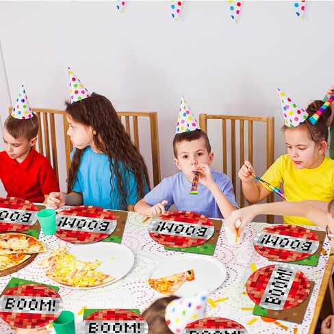 50PCS Pixel Birthday Party Party Plage and Fedical Video Game Dessert Plates Mining Pixel Party Party Supplies Pixel Pixel Table Set Serves 25 Guest Baby Shower Kid Teen Birthday Party Decorts in Kuwait