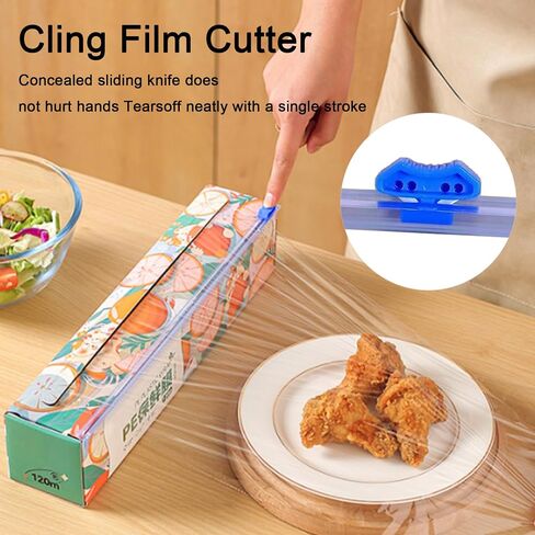 Plastic Wrap Cutter Slide Cutter -4 Sliding Cutters for self-Adhesive Cling Film，Fit 12" Roll Plastic Wrap Slide Cutter for Foil Wax Paper Parchment Paper in Saudi Arabia