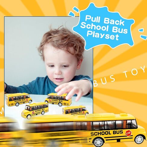 16 PCS School School Bus Procn School Bus Mini School Bus Toys for Toddlers Girls Boy in Kuwait
