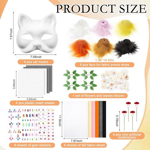31 Pcs DIY Therian Mask Kit Blank Cat Mask Material Kit Accessories Set for Therian Gear Stuff in Saudi Arabia