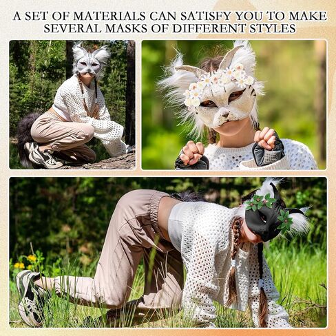 31 Pcs DIY Therian Mask Kit Blank Cat Mask Material Kit Accessories Set for Therian Gear Stuff in Saudi Arabia