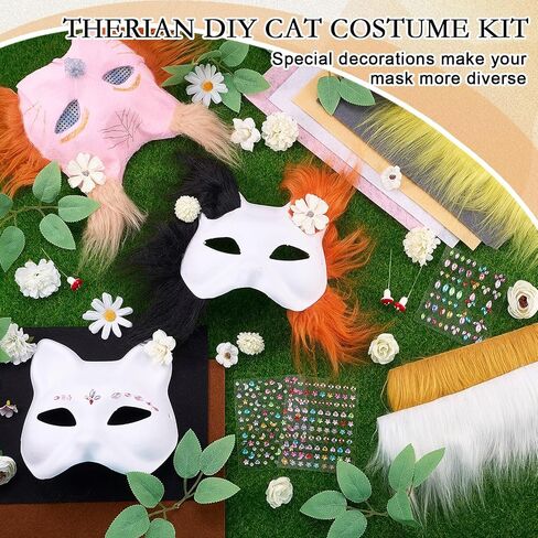31 Pcs DIY Therian Mask Kit Blank Cat Mask Material Kit Accessories Set for Therian Gear Stuff in Saudi Arabia