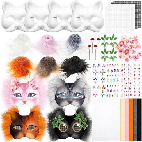 31 Pcs DIY Therian Mask Kit Blank Cat Mask Material Kit Accessories Set for Therian Gear Stuff in Saudi Arabia
