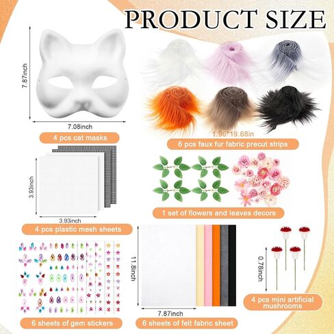 31 Pcs DIY Therian Mask Kit Blank Cat Mask Material Kit Accessories Set for Therian Gear Stuff in Saudi Arabia