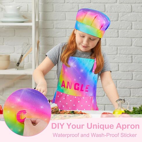 MHJY Kids Apons for Cooking Waterproof Kids Chef Chef Hat و Marron مع ملصق DIY قابل للتعديل in Kuwait