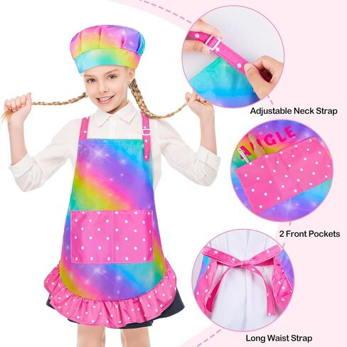MHJY Kids Apons for Cooking Waterproof Kids Chef Chef Hat و Marron مع ملصق DIY قابل للتعديل in Kuwait