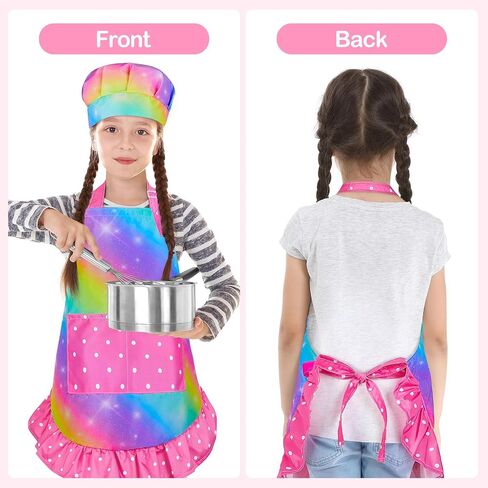 MHJY Kids Apons for Cooking Waterproof Kids Chef Chef Hat و Marron مع ملصق DIY قابل للتعديل in Kuwait