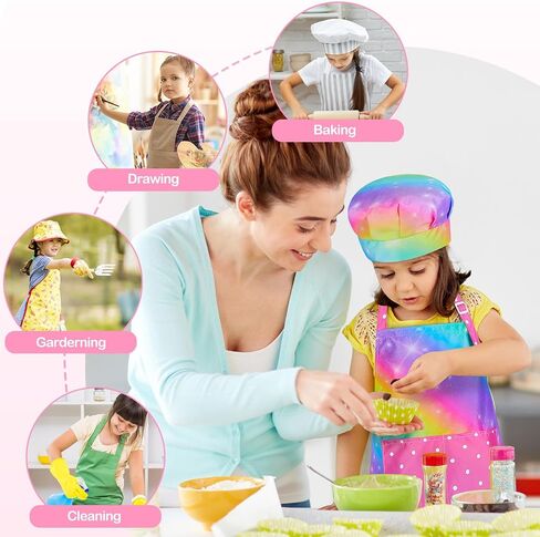 MHJY Kids Apons for Cooking Waterproof Kids Chef Chef Hat و Marron مع ملصق DIY قابل للتعديل in Kuwait