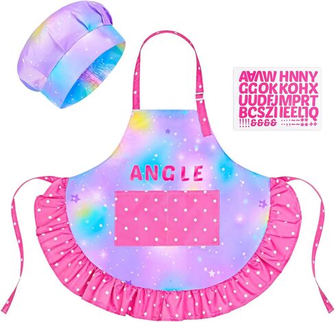 MHJY Kids Aprons for Cooking Waterproof Kids Chef Hat and Apron With DIY Sticker Adjustable Art Apron Painting Gardening in Kuwait