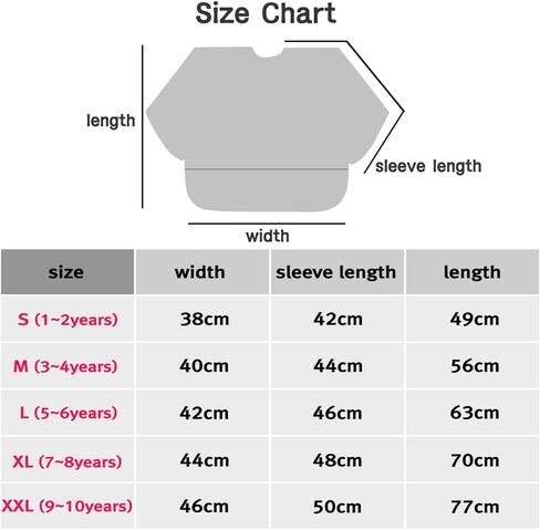 Waterproof Kids Art Smocks 53 Colors (Age 1-10, S-XXL Size), Butterfly Print (38-S) in Kuwait