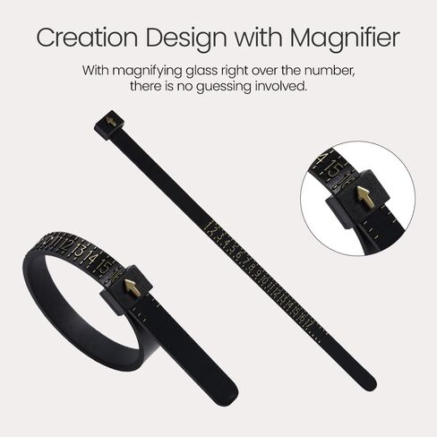 أداة قياس Meowoo Ring Sizer و Ring Guage لمحاسبة الدائري وقراءة حلقة واضحة وبديهية. حلقة البلاستيك sizer ، 1-17 ، أسود in Kuwait