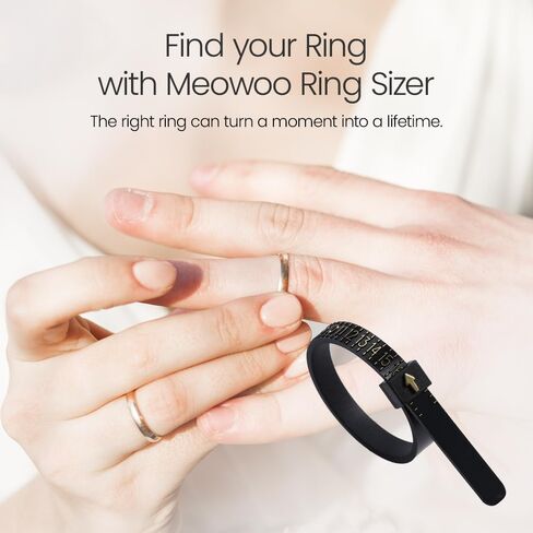 أداة قياس Meowoo Ring Sizer و Ring Guage لمحاسبة الدائري وقراءة حلقة واضحة وبديهية. حلقة البلاستيك sizer ، 1-17 ، أسود in Kuwait