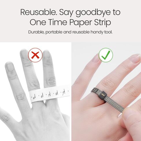 أداة قياس Meowoo Ring Sizer و Ring Guage لمحاسبة الدائري وقراءة حلقة واضحة وبديهية. حلقة البلاستيك sizer ، 1-17 ، أسود in Kuwait