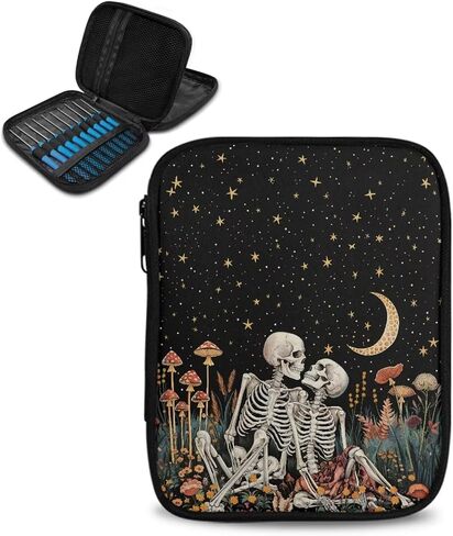 Hechitok Skeleton Starry Night Empty Crochet Hook Case Crochet Hook Organizer Case Stand Up Crochet Organizer Crochet Hook Holder for Knitting Crochet Supplies in Saudi Arabia