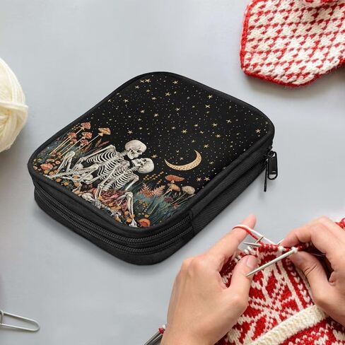 Hechitok Skeleton Starry Night Empty Crochet Hook Case Crochet Hook Organizer Case Stand Up Crochet Organizer Crochet Hook Holder for Knitting Crochet Supplies in Saudi Arabia