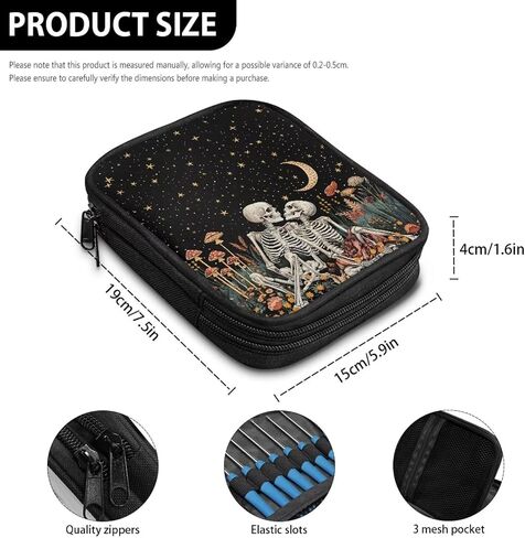 Hechitok Skeleton Starry Night Empty Crochet Hook Case Crochet Hook Organizer Case Stand Up Crochet Organizer Crochet Hook Holder for Knitting Crochet Supplies in Saudi Arabia