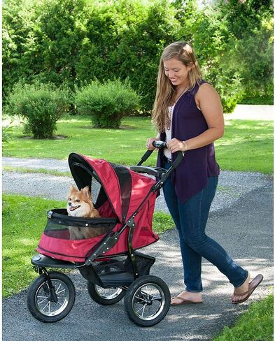 Pet Gear No-Zip Jogger Pet Stroller for Cats/Dogs, Zipperless Entry, Airless Tires, Easy One-Hand Fold, Cup Holder + Storage Basket, Green Clover in Kuwait