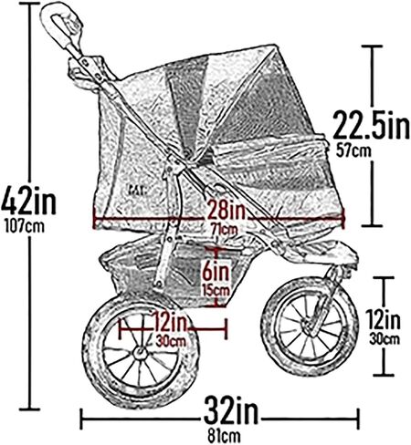Pet Gear No-Zip Jogger Pet Stroller for Cats/Dogs, Zipperless Entry, Airless Tires, Easy One-Hand Fold, Cup Holder + Storage Basket, Green Clover in Kuwait